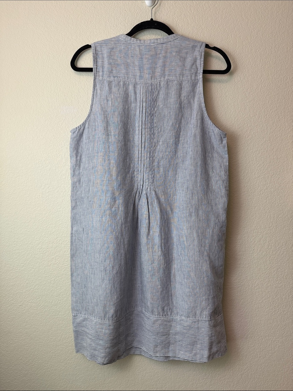 Faherty 100% Linen Sleeveless Blue-Striped Cotton Tunic Dress Size Medium - Picture 4 of 10